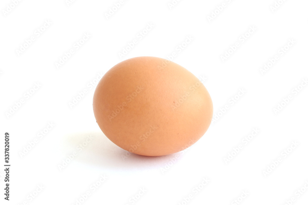 Beautiful fresh chicken brown egg with shadow isolated on white background. Cooking Ingredients Theme. Beautiful fresh chicken brown egg with shadow isolated on white background. Cooking Ingredients Theme.