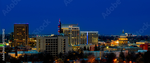 Blue sky of night over the little skyline of Boise Idaho