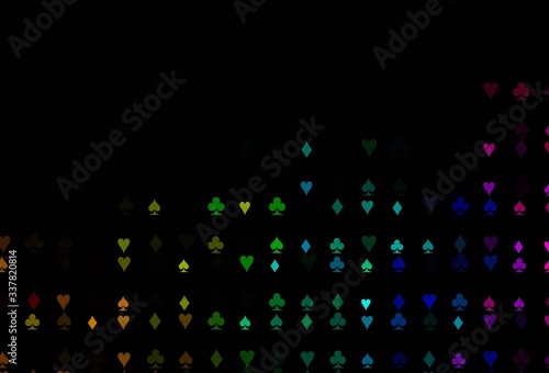 Fototapeta Naklejka Na Ścianę i Meble -  Dark Multicolor, Rainbow vector template with poker symbols.