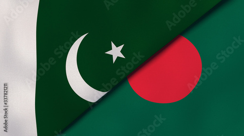 The flags of Pakistan and Bangladesh. News, reportage, business background. 3d illustration photo