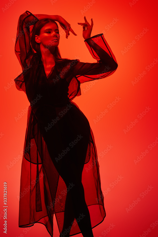 Fototapeta premium model in red light