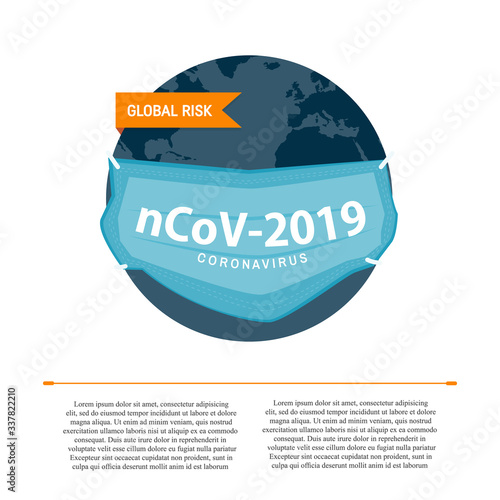 Novel Coronavirus 2019-nCoV concept with globe and medical mask