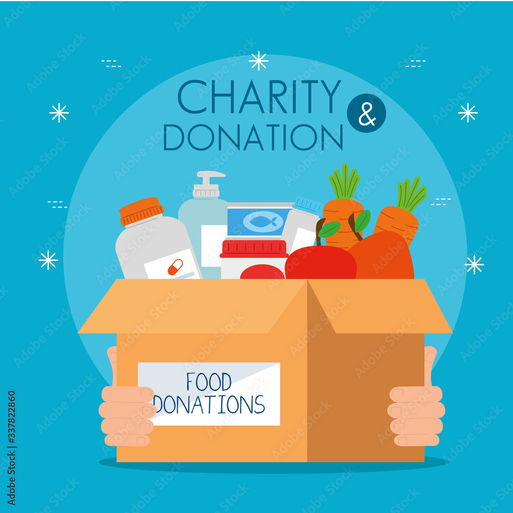 charity donation box with food vector illustration design Stock Vector |  Adobe Stock