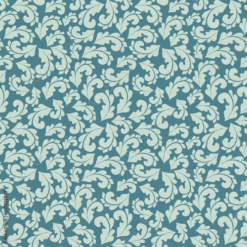 Seamless leaf background, vector grey-blue background