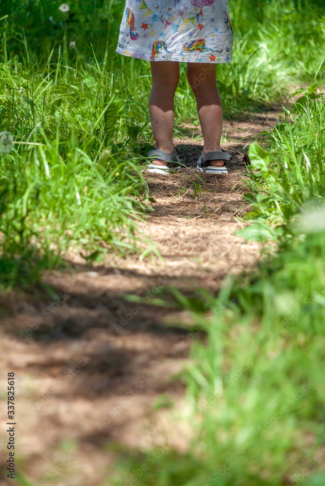 little girl walking in the park little girl walking in the park