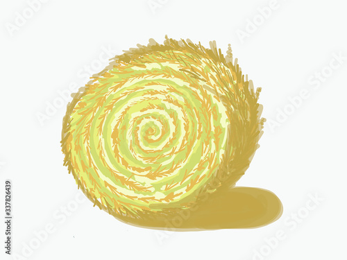 one brown yellow haystack on a white background
