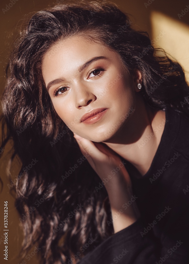 Portrait of beautiful young brunette girl with makeup Portrait of beautiful young brunette girl with makeup