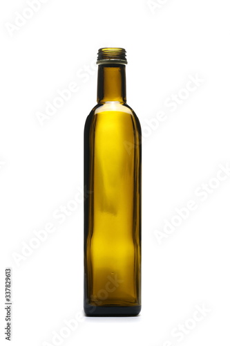 Empty brown glass bottle isolated on white background