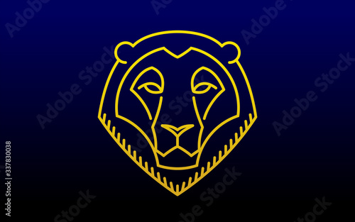 Fototapeta Naklejka Na Ścianę i Meble -  Leo star sign Lion astrological symbol, logo, emblem. Thin line geometric illustration. Vector outline zodiac symbol The king of beasts concept