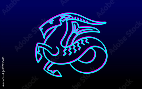 Capricornus star sign Capricorn astrological symbol, logo, emblem. Thin line geometric illustration. Outline zodiac symbol Ibex vector concept
