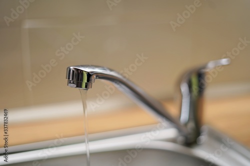 water flowing from faucet
