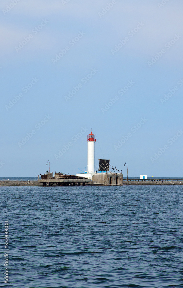 Lighthouse at sea. Lighthouse in the city of Odessa