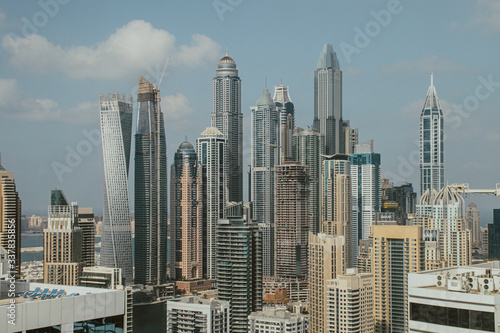 Dubai Marina skyline with beautiful skyscrapers