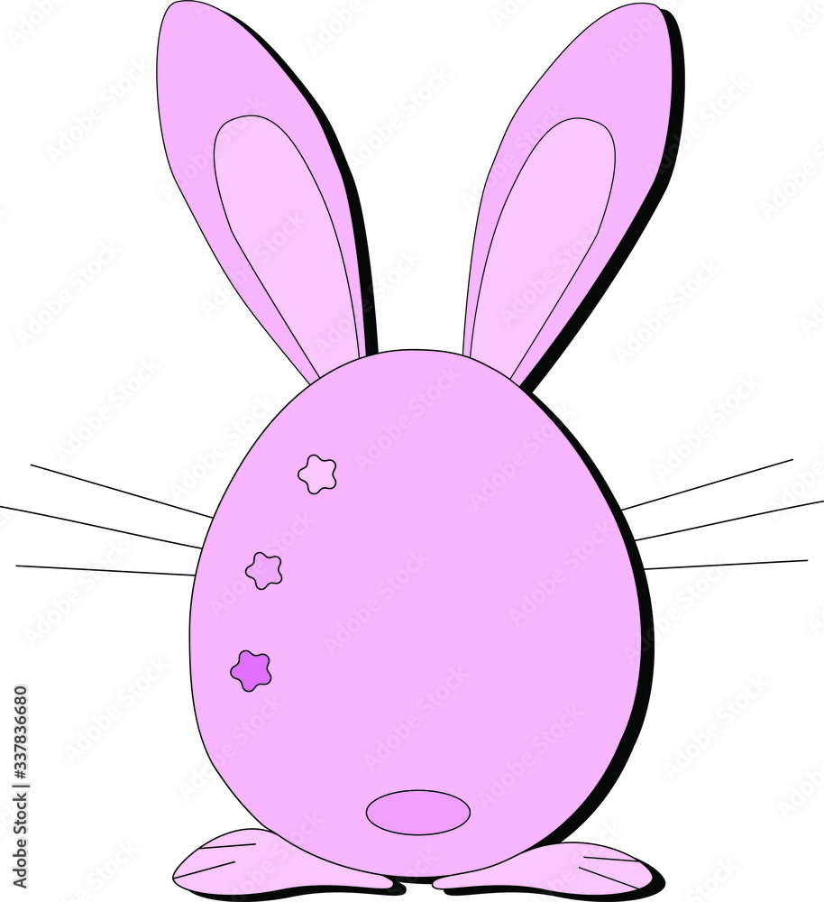 Pink Easter Bunny. Vector rabbit. Girlish bunny. Cute egg-rabbit.