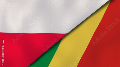 The flags of Poland and Congo. News  reportage  business background. 3d illustration