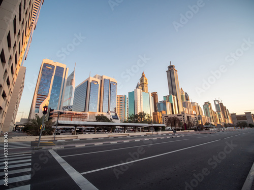 Canvas Print Empty streets of Dubai during quarantine. UAE.