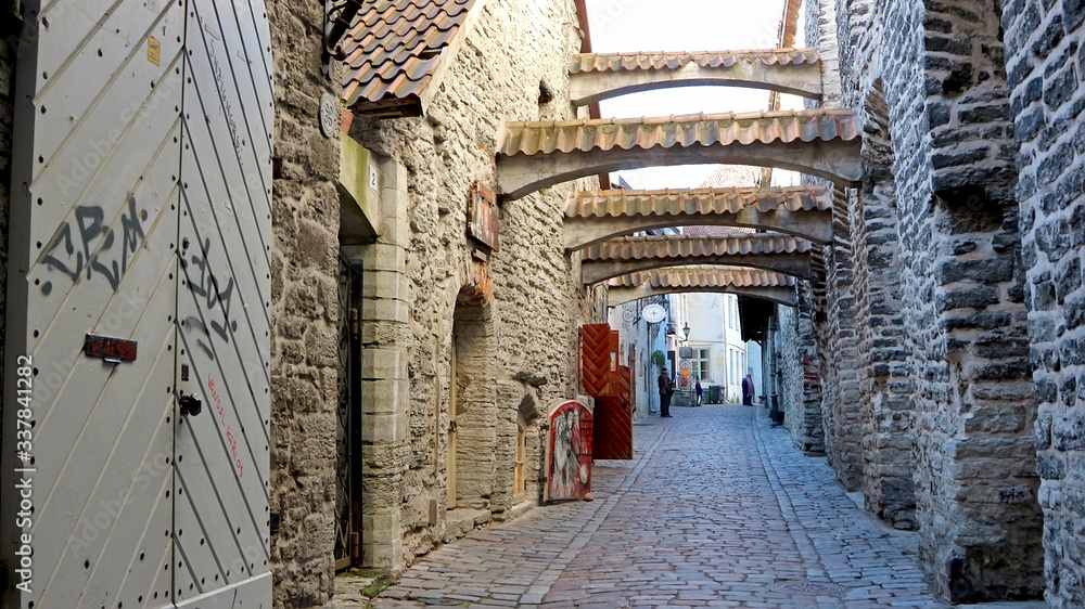 Fototapeta premium Street in Tallinn Old Town, Republic of Estonia