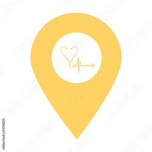 Stethoscope location map pin icon. Element of map point for mobile concept and web apps. Icon for website design and development, app development. Premium hospital, clinic, pharmacy icon sign