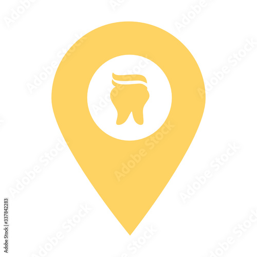 Tooth location map pin icon. Element of map point for mobile concept and web apps. Icon for website design and development, app development. Premium hospital, dental clinic, pharmacy icon sign