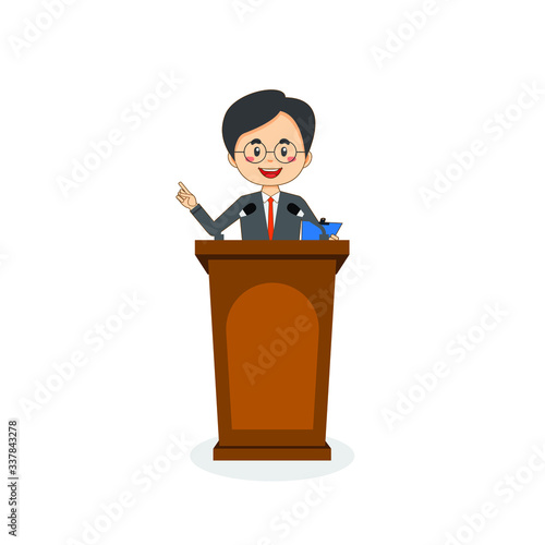 Business Character Speak On The Podium