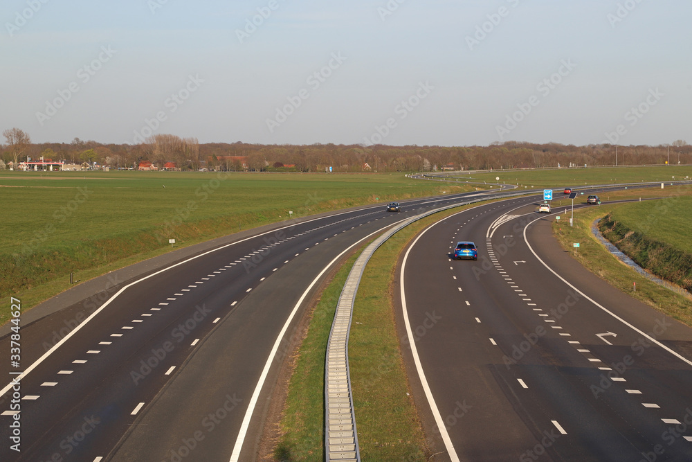 Fototapeta premium Evening motor Traffic on the A7 Motorway highway