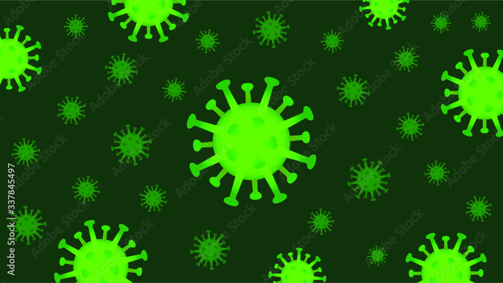 green COVID-19 coronavirus 2019-nCoV on dark green background 