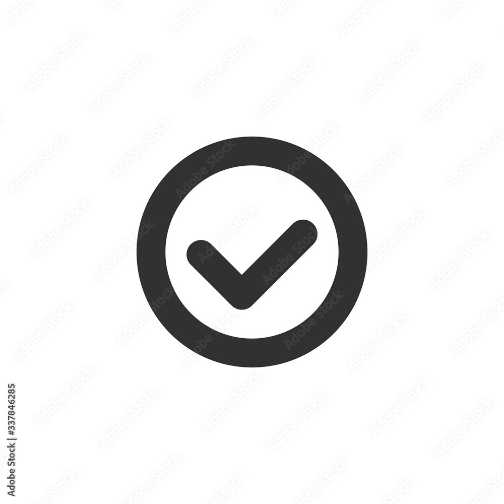 Accept icon in circle. Checkmark, check mark icon, verify, accept, circle, agree, agreement, approval, approve. Stock Vector illustration isolated on white background. Accept icon in circle. Checkmark, check mark icon, verify, accept, circle, agree, agreement, approval, approve. Stock Vector illustration isolated on white background.