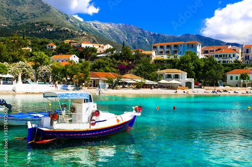 Greece travel. Beautiful places of Kefalonia (Cephalonia) island - Assos fishing village.
