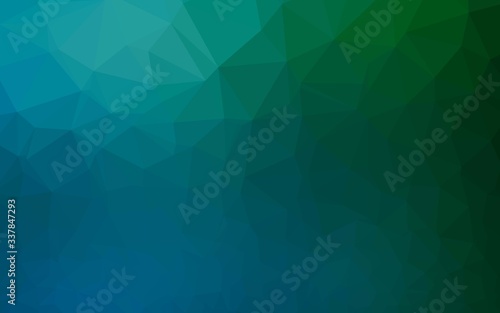 Dark Blue, Green vector triangle mosaic template. Triangular geometric sample with gradient. Elegant pattern for a brand book.