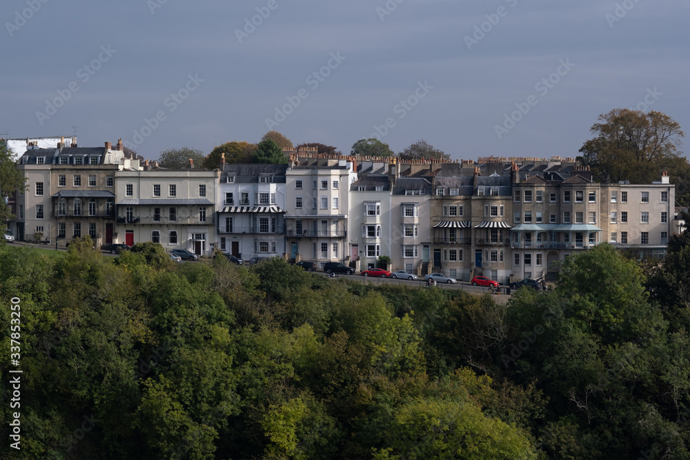 View of terraced houses on Sion Hill Clifton Bristol