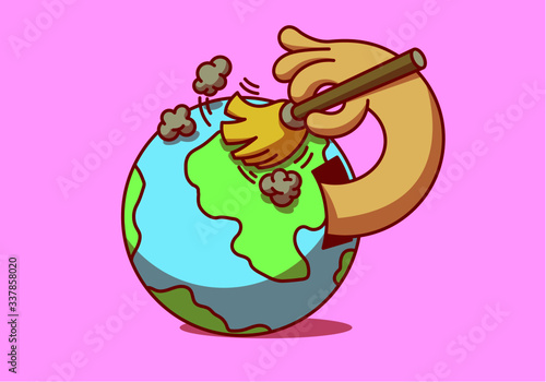 CLEANING MYSELF VECTOR ILLUSTRATION