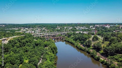 Aerial panorama of Schuylkill River and Fairmount park in Philadelphia