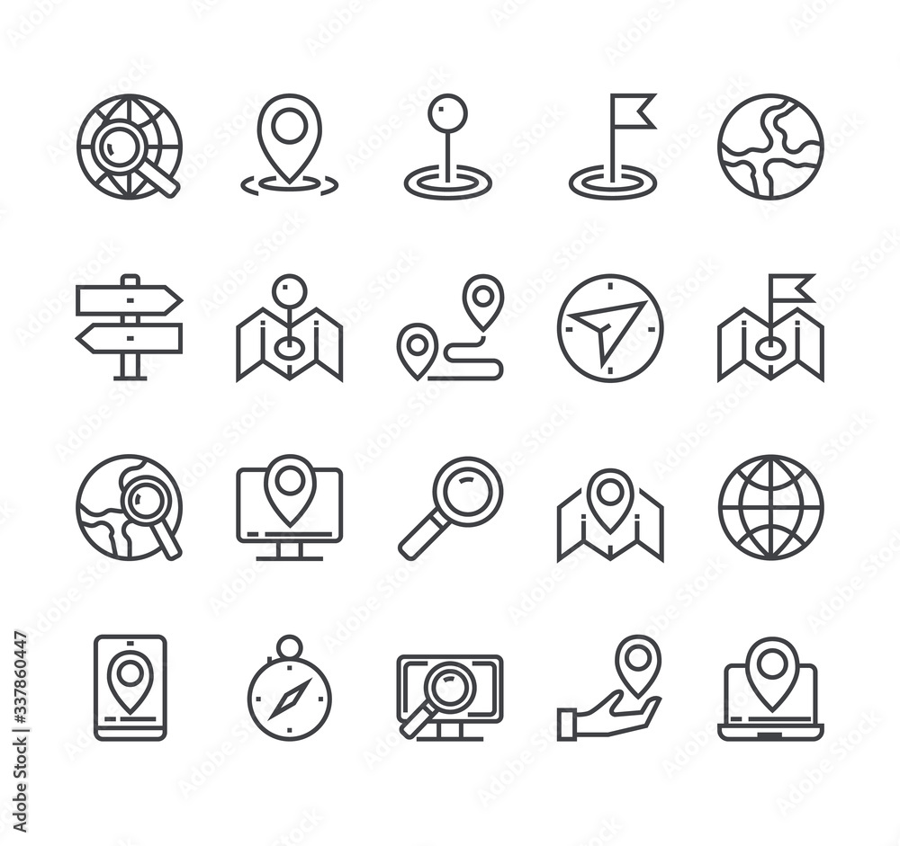 Navigation line icon isolated set. Vector flat cartoon graphic design Navigation line icon isolated set. Vector flat cartoon graphic design