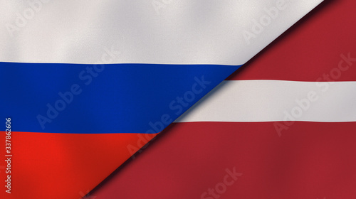 The flags of Russia and Latvia. News, reportage, business background. 3d illustration Free Download The flags of Russia and Latvia. News, reportage, business background. 3d illustration - GFXLoad