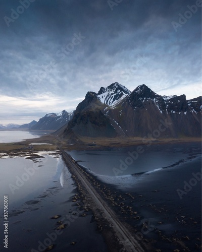 Epic drone shot at Stokksnes in Iceland 