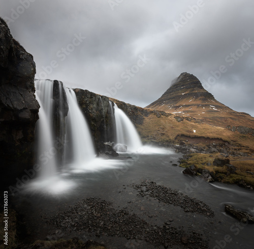 Kirkjufell mountain and waterfall in autumn colours