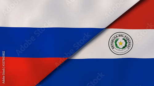Free Download The flags of Russia and Paraguay. News, reportage, business background. 3d illustration - GFXLoad