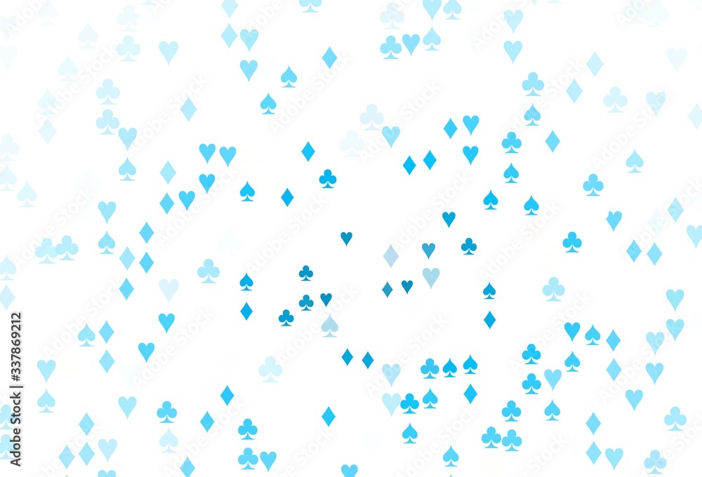 Light BLUE vector cover with symbols of gamble. Light BLUE vector cover with symbols of gamble.
