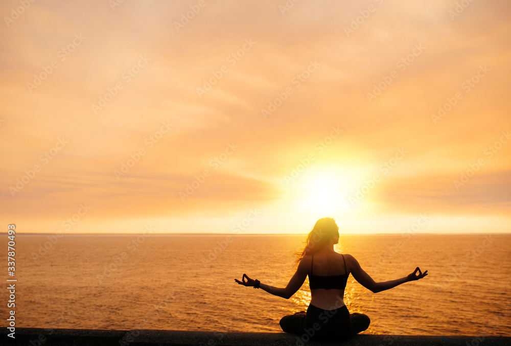 yoga meditation sunset nature girl woman calm asana sea
