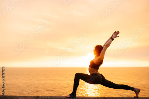 yoga meditation sunset nature girl woman calm asana sea