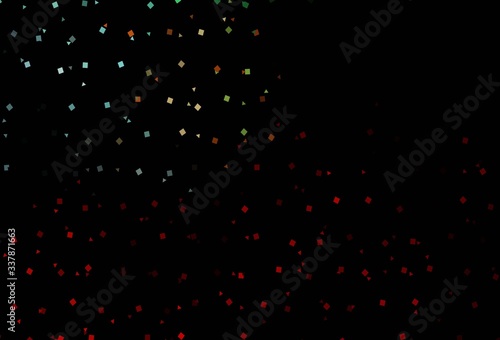 Dark Green, Red vector texture in poly style with circles, cubes.