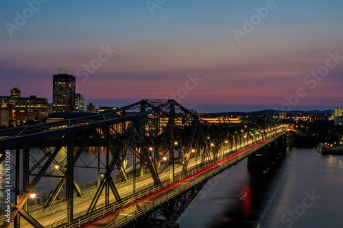 Alexandra Bridge over the Ottawa River in Ottawa, Ontario, Canada.