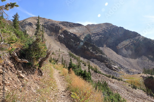 Mark Malu trail looking at American Fork Twin Peaks, Wasatch Range, Utah