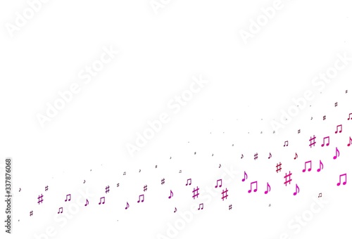 Light Purple  Pink vector backdrop with music notes.