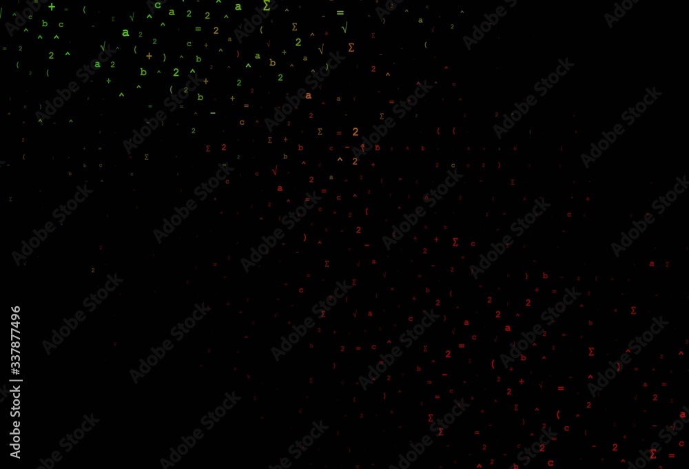 Dark Green, Red vector template with math simbols. Dark Green, Red vector template with math simbols.