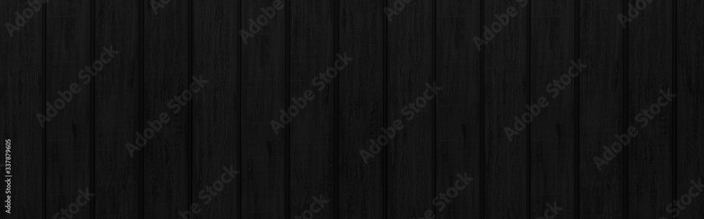 Panorama of Black wood wall background and texture Panorama of Black wood wall background and texture