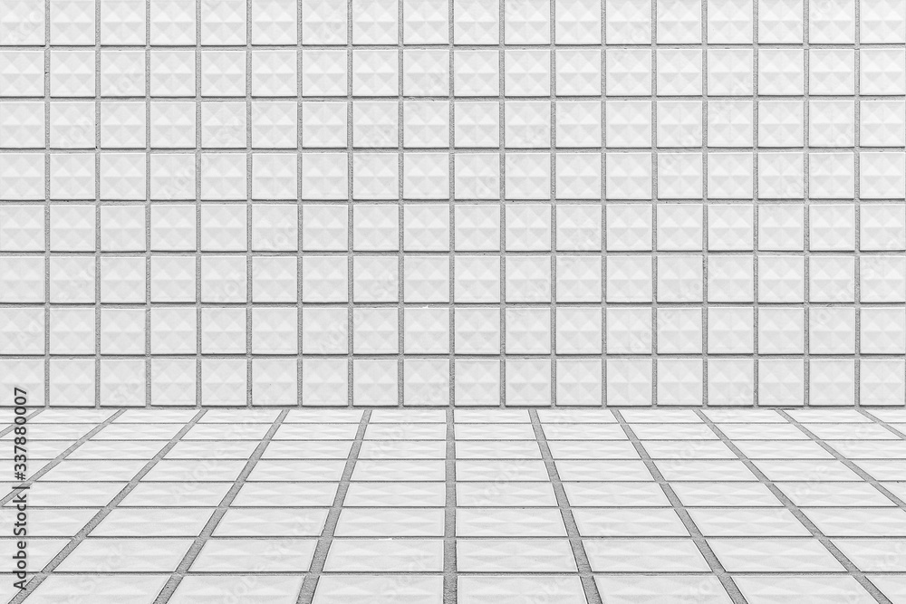 white mosaic wall and white tile floor pattern and background white mosaic wall and white tile floor pattern and background