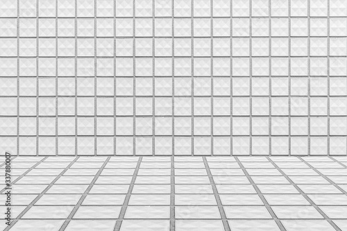 white mosaic wall and white tile floor pattern and background