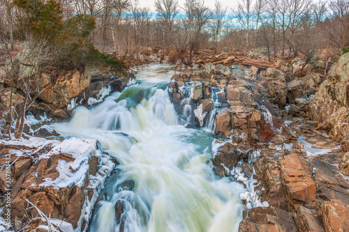Winter view of Great Falls of the Potomac River.Maryland.USA