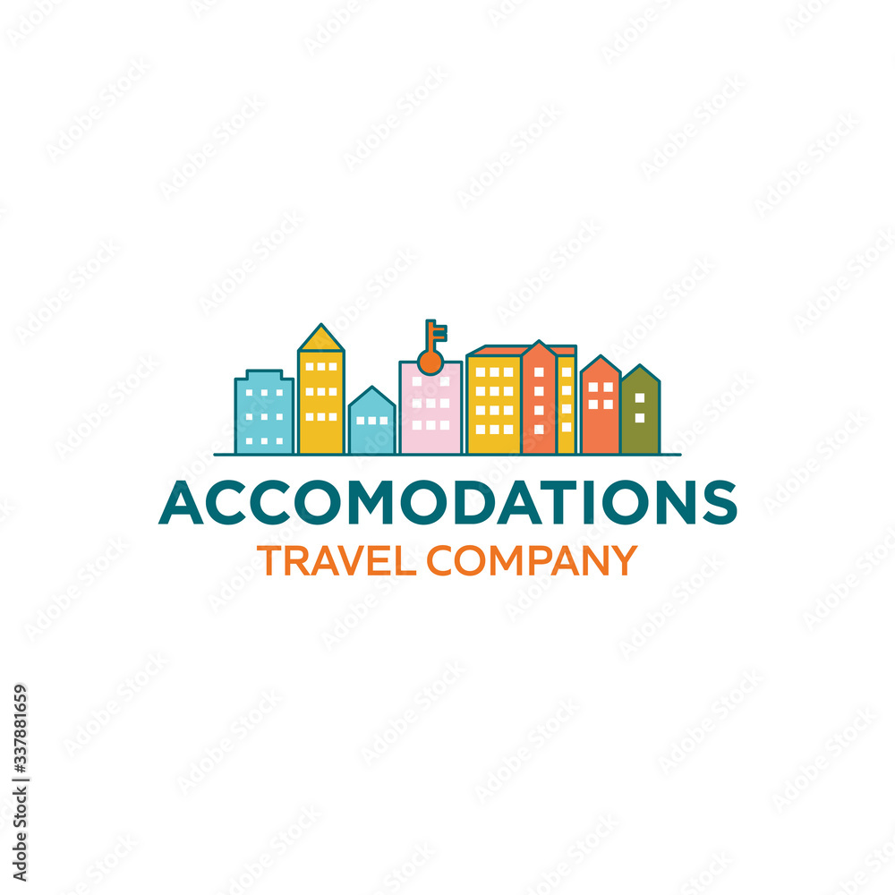 Simple City Town Accomodation Hotel Travel Logo For Agency Business Tour Holiday